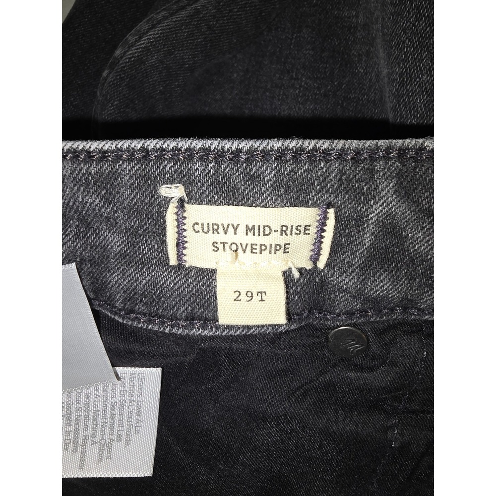 Madewell Curvy Mid-Rise Stovepipe Jeans Washed Black Raw Hem 29T Tall Grey - Picture 5 of 5